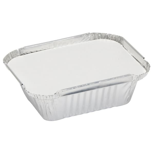 Caroline Foil Trays With Lids (Pack Of 12) Silver 9.6 x 12.1 x 4.1cm