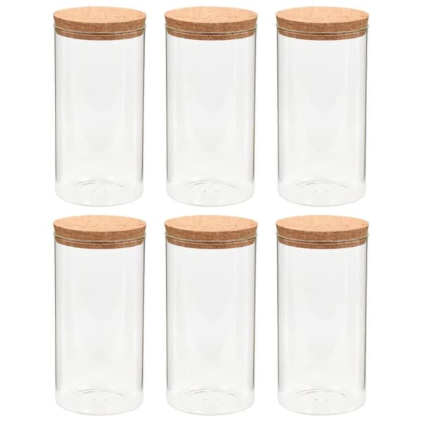 vidaXL Förvaringsburkar i glas med korklock 6 st 1400 ml