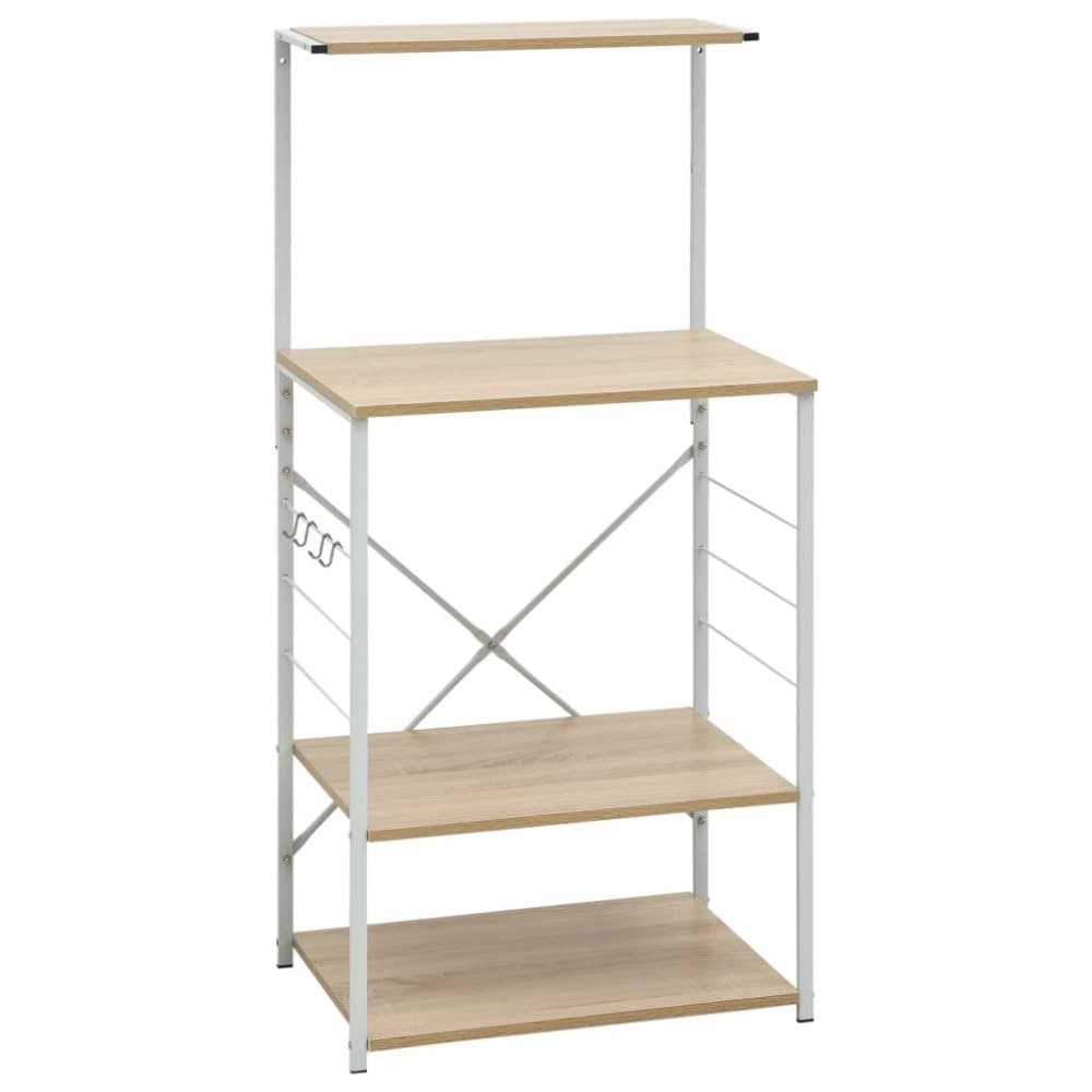 vidaXL Hylla för mikrovågsugn vit & ek 60x39,6x123 cm spånskiva