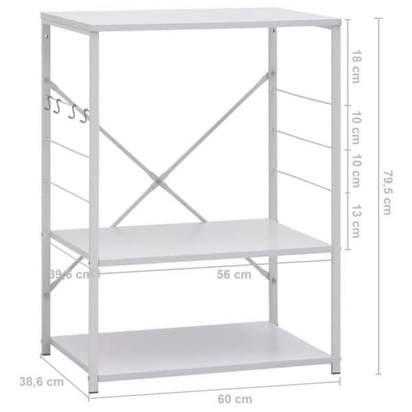 vidaXL Hylle til mikrobølgeovn hvit 60x39,6x79,5 cm konstruert tre