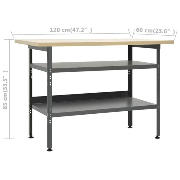 vidaXL arbejdsbord 120x60x85 cm stål grå