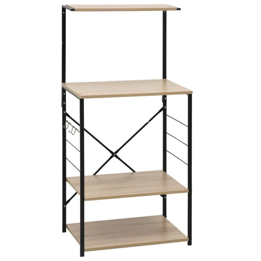 vidaXL Hylla för mikrovågsugn svart & ek 60x39,6x123 cm spånskiva
