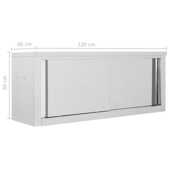 vidaXL Keittiön seinäkaappi liukuovilla 120x40x50 cm ruostumaton teräs