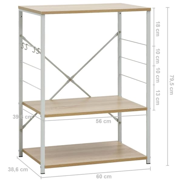vidaXL skab til mikrobølgeovn 60x39,6x79,5 cm konstrueret træ hvid/eg