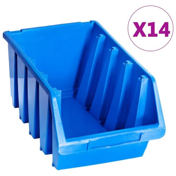 vidaXL stabelbare opbevaringskasser 14 stk. plastik blå