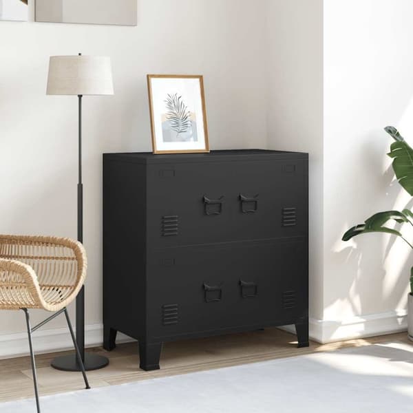vidaXL Teollinen säilytysarkku musta 75x40x80 cm teräs
