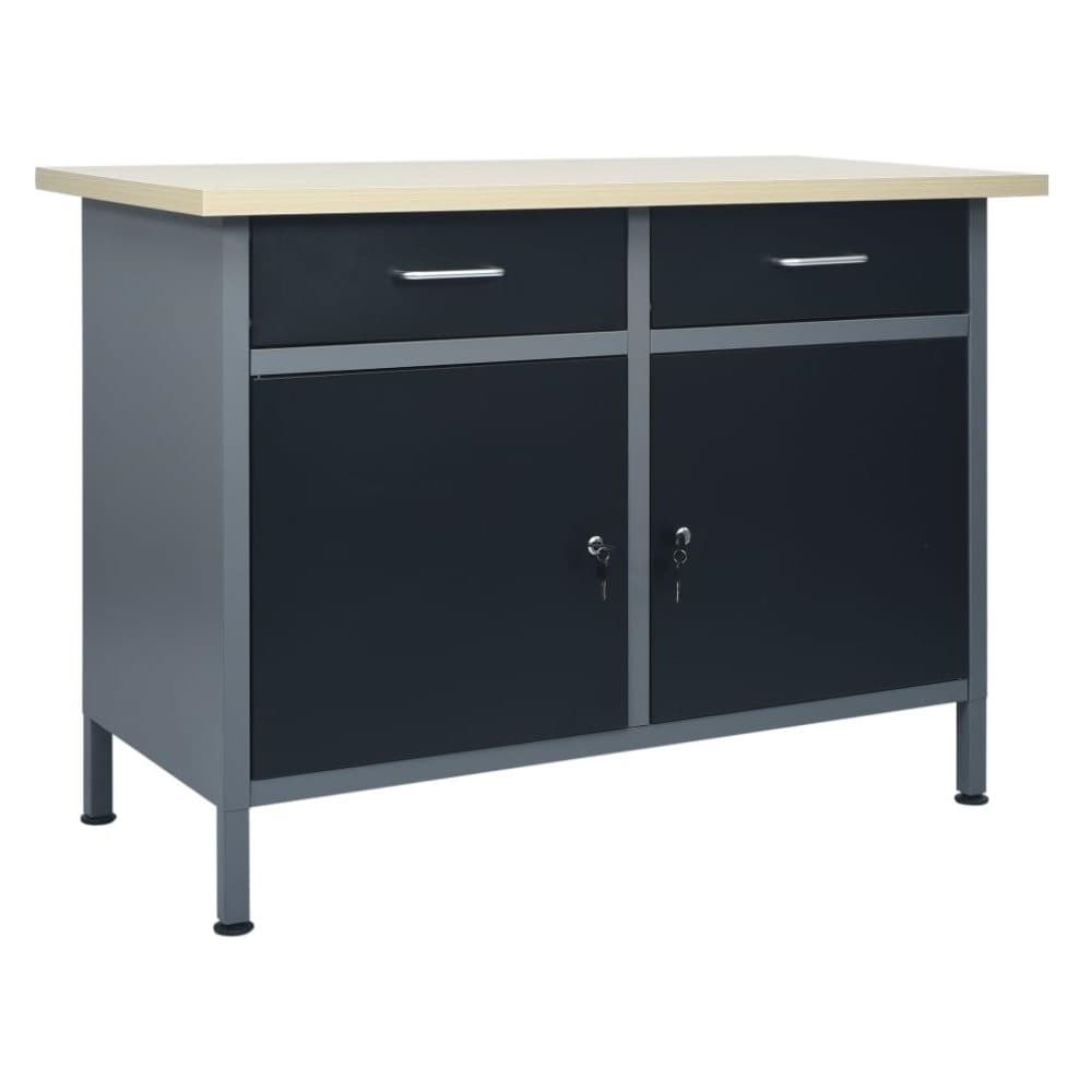 vidaXL Arbetsbänk svart 120x60x85 cm stål