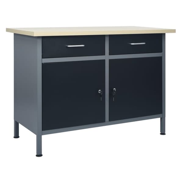 vidaXL Arbetsbänk svart 120x60x85 cm stål