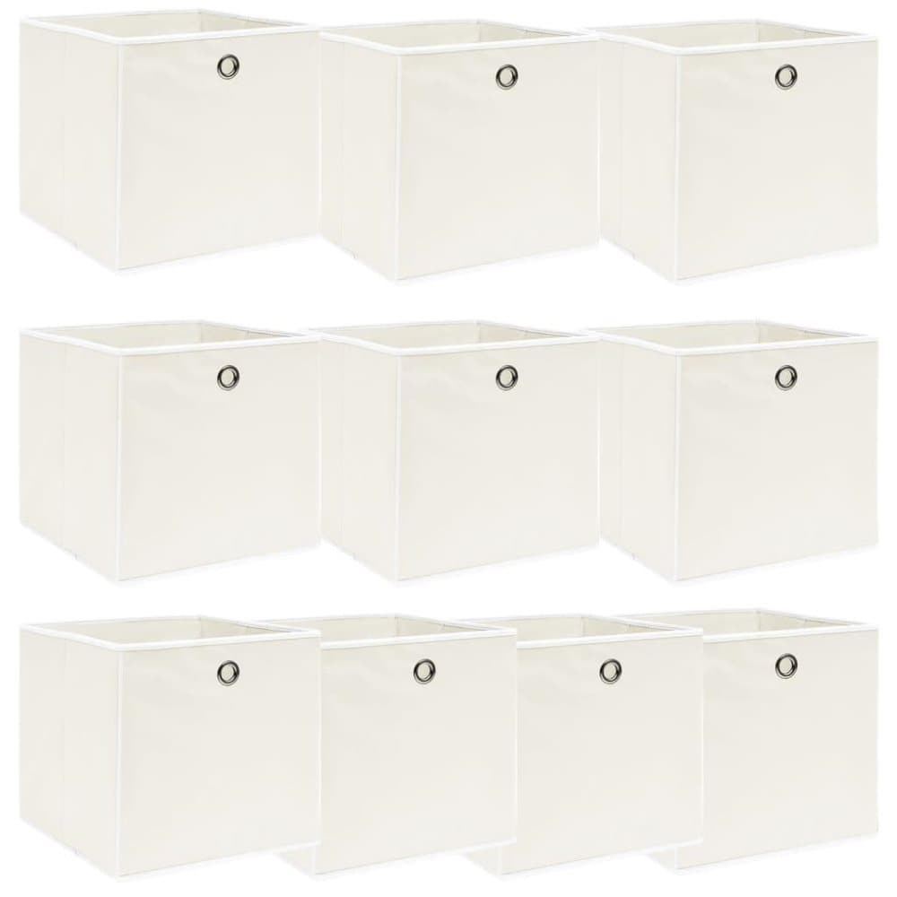 vidaXL Förvaringslådor 10 st vit 32x32x32 cm tyg