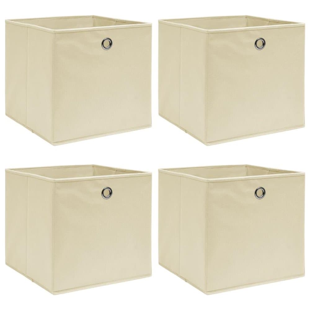 vidaXL Förvaringslådor 4 st gräddvit 32x32x32 cm tyg