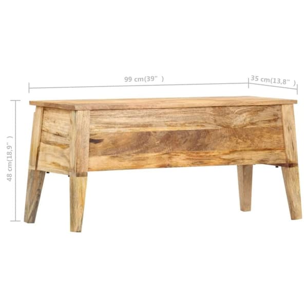 vidaXL Säilytyslaatikko 99x35x48 cm täysi mangopuu