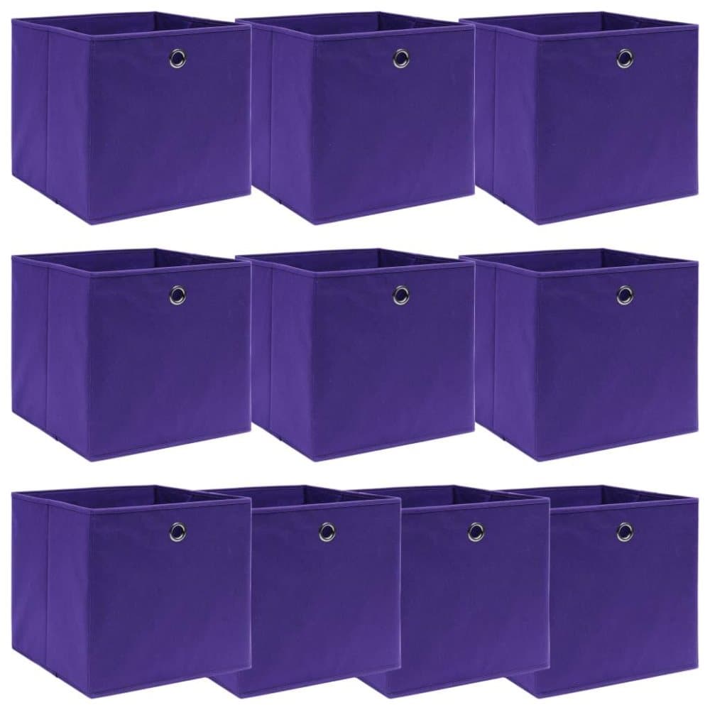 vidaXL Förvaringslådor 10 st lila 32x32x32 cm tyg