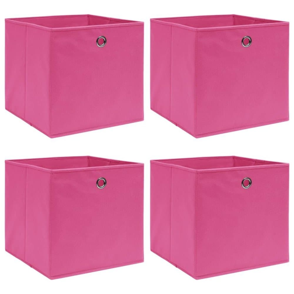 vidaXL Förvaringslådor 4 st rosa 32x32x32 cm tyg