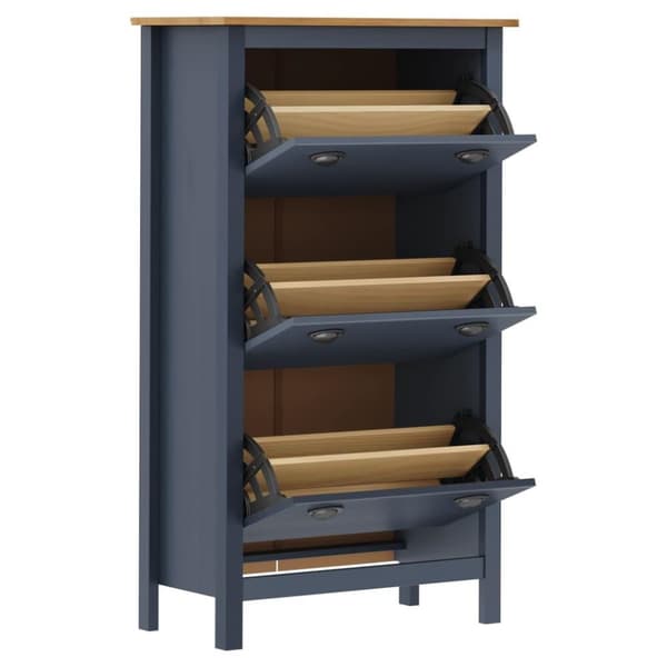 vidaXL Skoskap Hill grå 72x35x124 cm heltre furu
