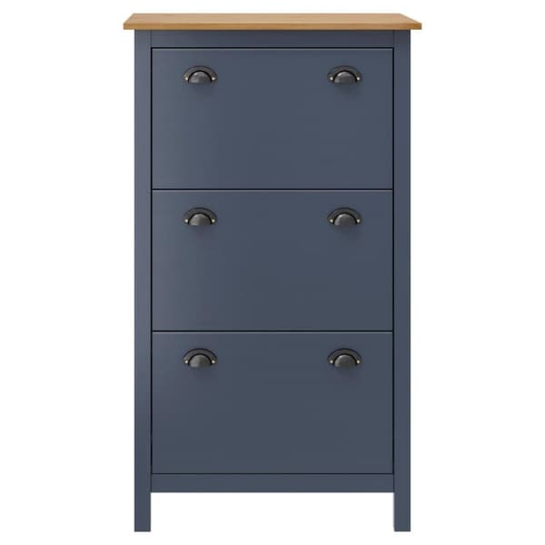 vidaXL Skoskap Hill grå 72x35x124 cm heltre furu