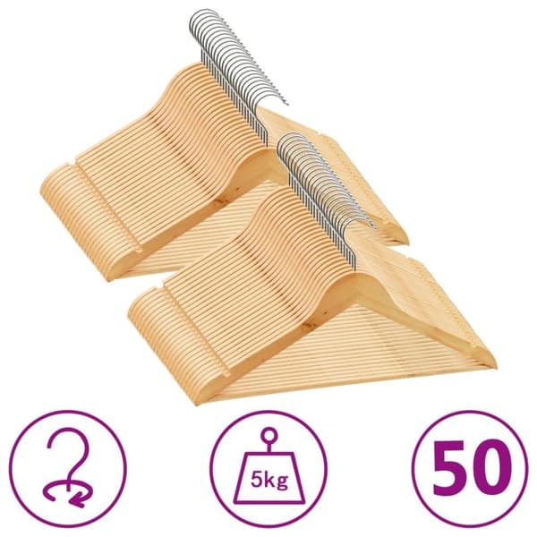 vidaXL Klädgalgar 50 st halkfria trä