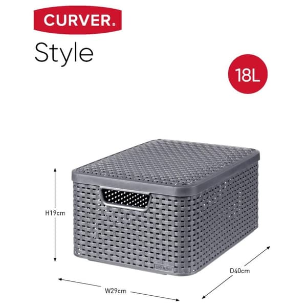 Curver Style säilytysrasiat kannella 3 kpl koko M antrasiitti