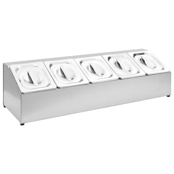 vidaXL GN-beholder med 5 GN 1/6 beholdere rustfritt stål