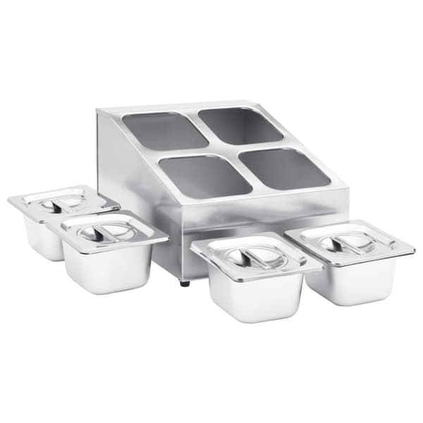 vidaXL gastronorm beholder med 4 GN 1/6-beholdere rustfrit stål