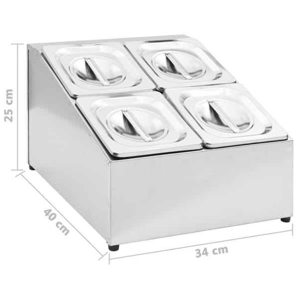 vidaXL gastronorm beholder med 4 GN 1/6-beholdere rustfrit stål