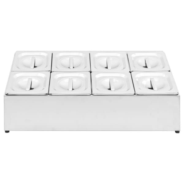 vidaXL GN-beholder med 8 GN 1/6 beholdere rustfritt stål