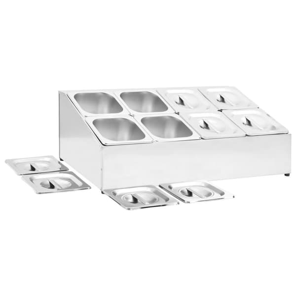 vidaXL GN-beholder med 8 GN 1/6 beholdere rustfritt stål