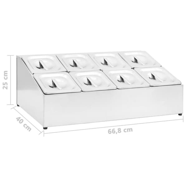 vidaXL GN-beholder med 8 GN 1/6 beholdere rustfritt stål