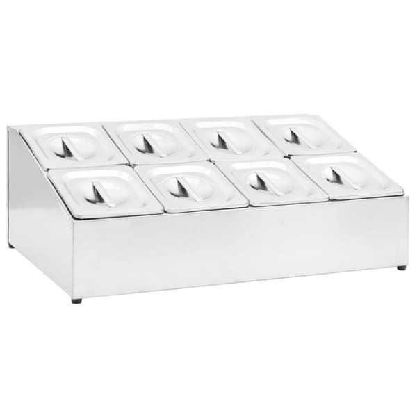 vidaXL GN-beholder med 8 GN 1/6 beholdere rustfritt stål