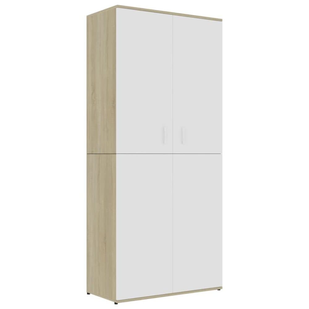 vidaXL skoskab 80x39x178 cm spånplade hvid og sonoma-eg