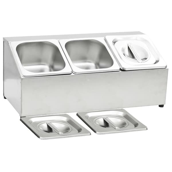 vidaXL GN-beholder med 3 GN 1/6 beholdere rustfritt stål