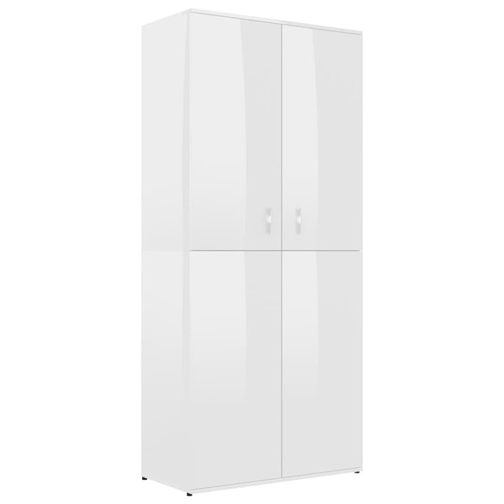 vidaXL Skoskåp vit högglans 80x39x178 cm spånskiva