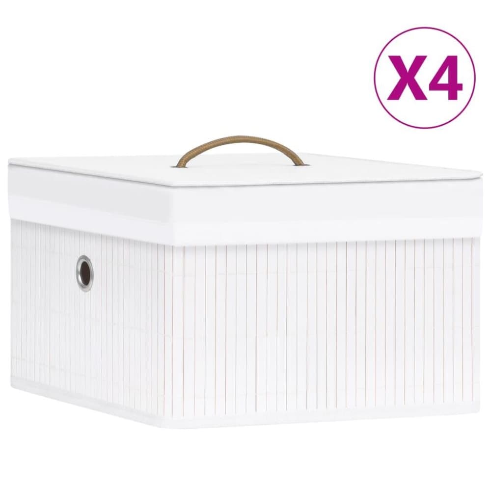 vidaXL Förvaringslådor bambu 4 st vit