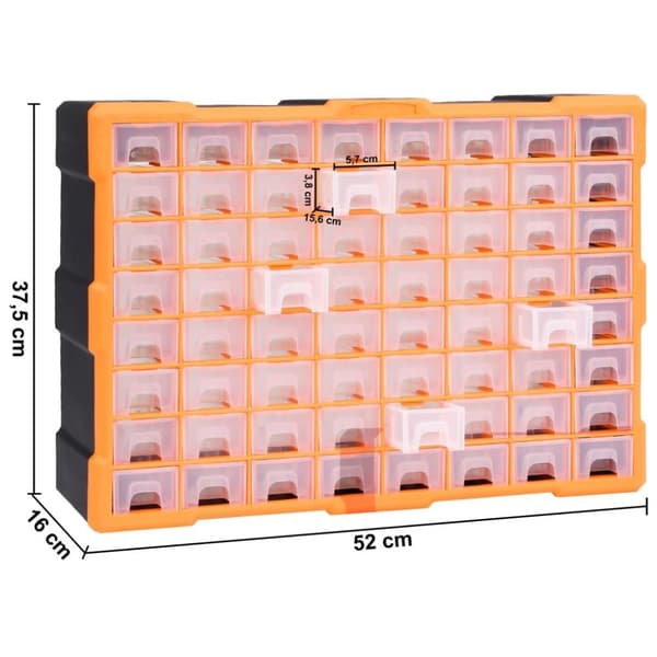 vidaXL Sortimentskap med 64 skuffer 52x16x37,5 cm