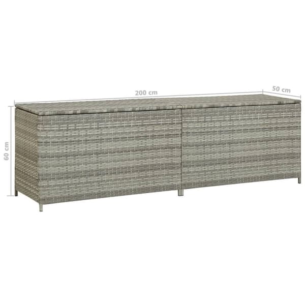 vidaXL opbevaringskasse til haven 200x50x60 polyrattan grå