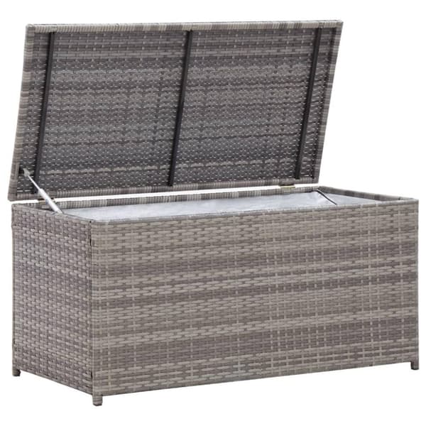 vidaXL Puutarhan säilytyslaatikko polyrottinki 100x50x50 cm harmaa