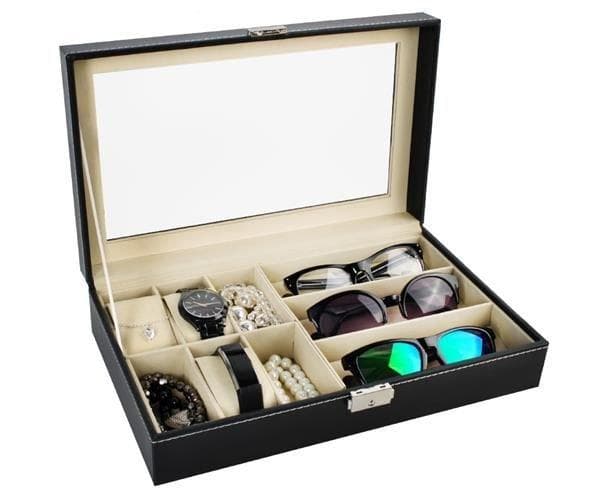 Watchbox / Klockbox för 6 klockor och 3 Solglasögon