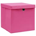 Miniatyrbillede 3 af 7: vidaXL opbevaringskasser med låg 10 stk. 28x28x28 cm pink