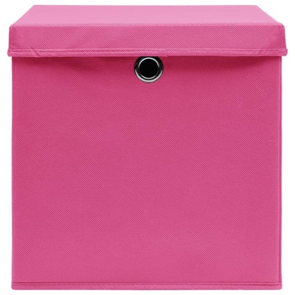 vidaXL opbevaringskasser med låg 10 stk. 28x28x28 cm pink