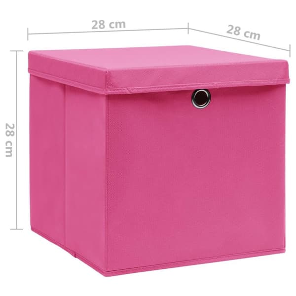 vidaXL opbevaringskasser med låg 10 stk. 28x28x28 cm pink