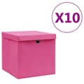 Miniatyrbillede 1 af 7: vidaXL opbevaringskasser med låg 10 stk. 28x28x28 cm pink
