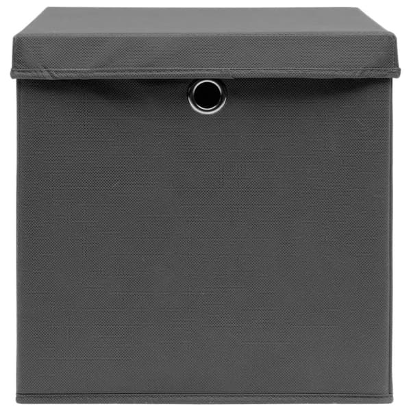 vidaXL opbevaringskasser med låg 4 stk. 28x28x28 cm grå
