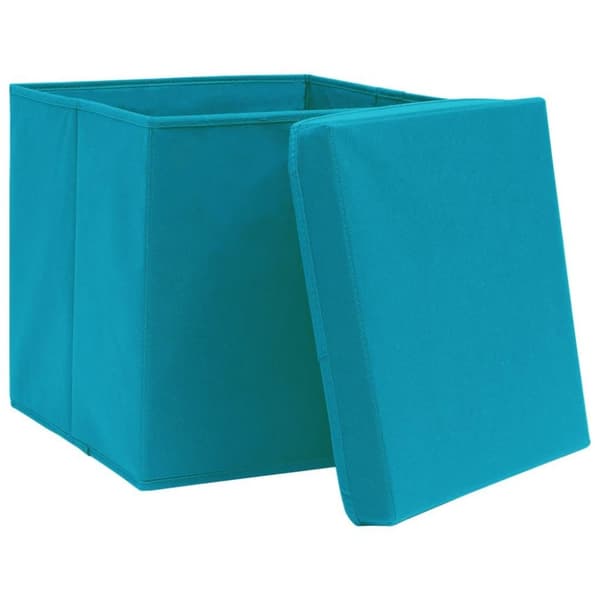 vidaXL opbevaringskasser med låg 10 stk. 28x28x28 cm babyblå