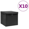 Miniatyrbillede 1 af 6: vidaXL opbevaringskasser med låg 10 stk. 28x28x28 cm sort