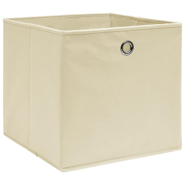 vidaXL Förvaringslådor 10 st non-woven tyg 28x28x28 cm gräddvit
