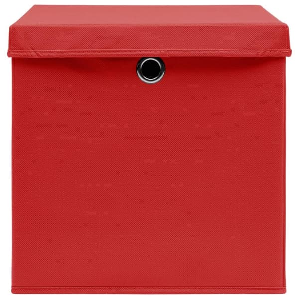 vidaXL Oppbevaringsbokser med deksler 4 stk 28x28x28 cm rød