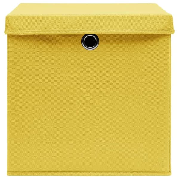 vidaXL Oppbevaringsbokser med deksler 4 stk 28x28x28 cm gul
