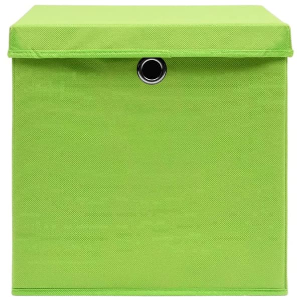 vidaXL Oppbevaringsbokser med deksler 4 stk 28x28x28 cm grønn