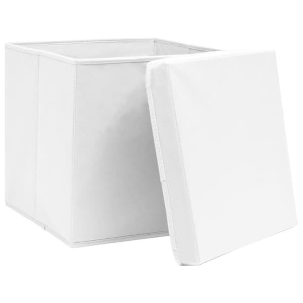 vidaXL Förvaringslådor med lock 10 st 28x28x28 cm vit
