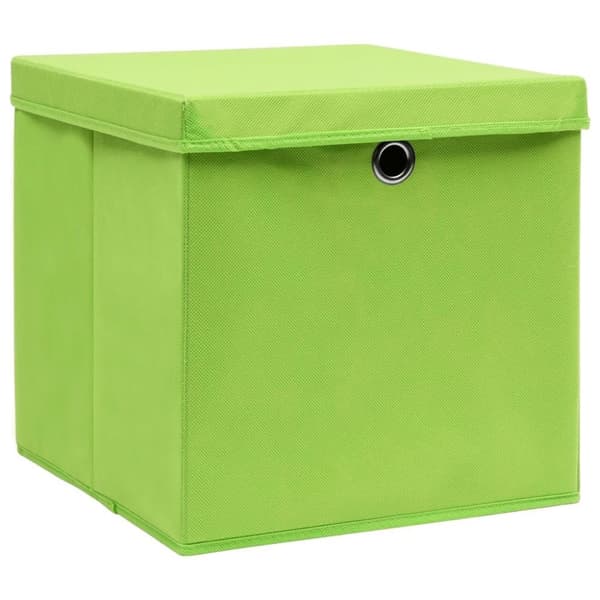 vidaXL Förvaringslådor med lock 10 st 28x28x28 cm grön