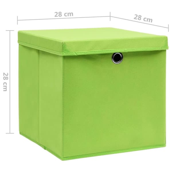 vidaXL Förvaringslådor med lock 10 st 28x28x28 cm grön